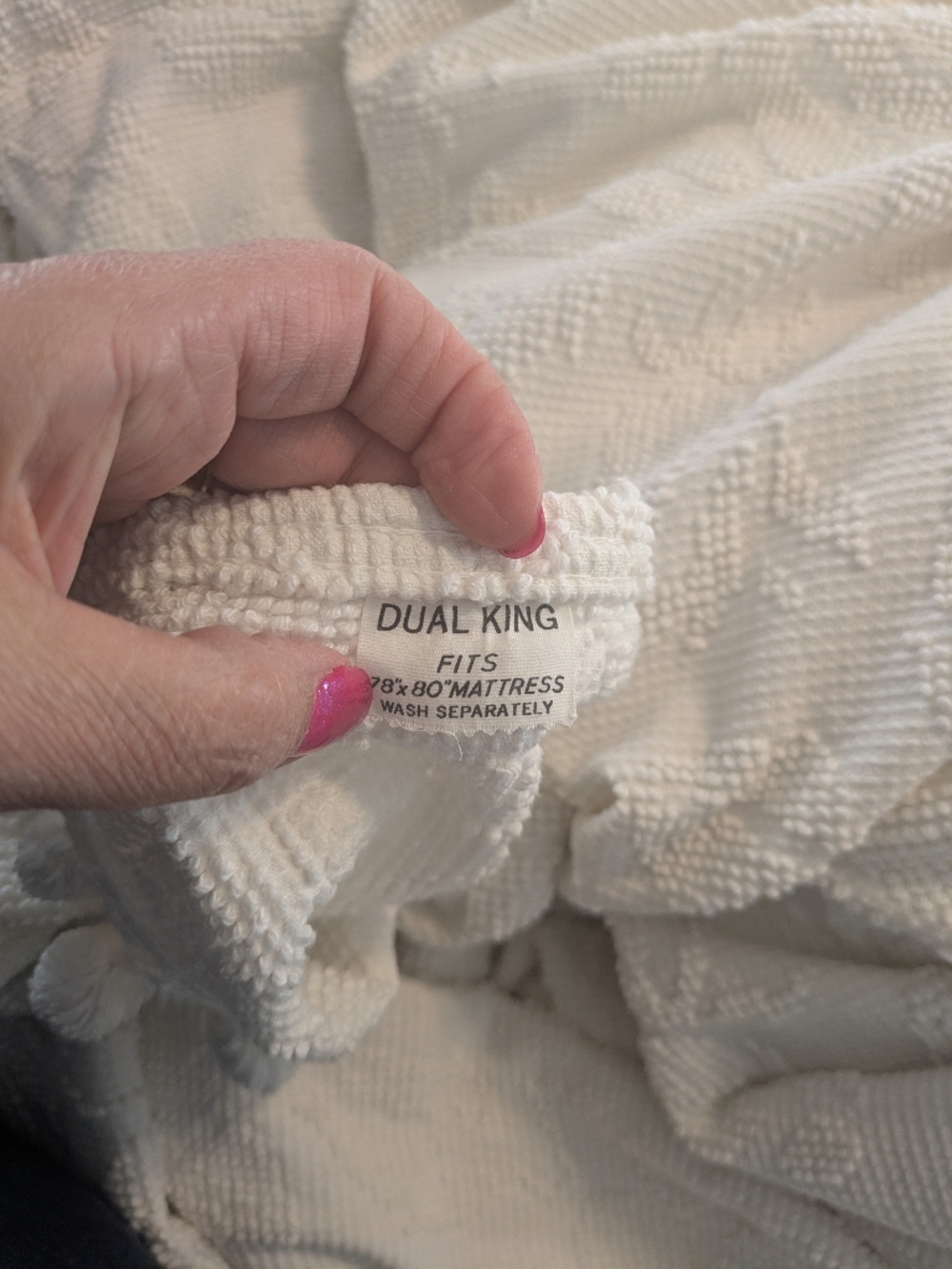 Vintage Cream King Chenille Cotton Comforter - Neutral Bedding - Picture 4 of 7